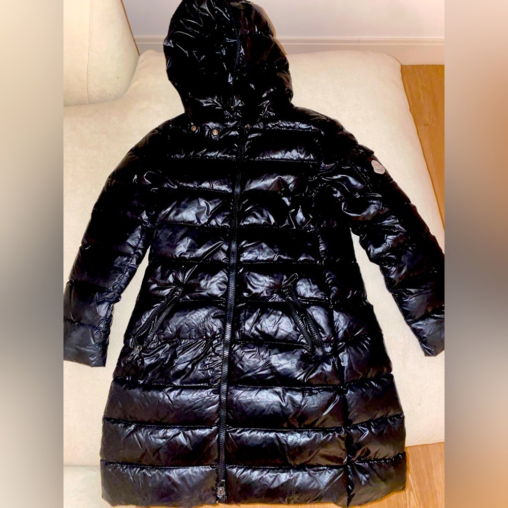 Good condition Moncler Moka long down jacket for girls size 10
